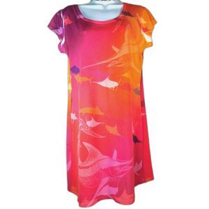 Guy Harvey Woman's T Shirt Dress Sz. M Pink Orange Marlin Fish USA